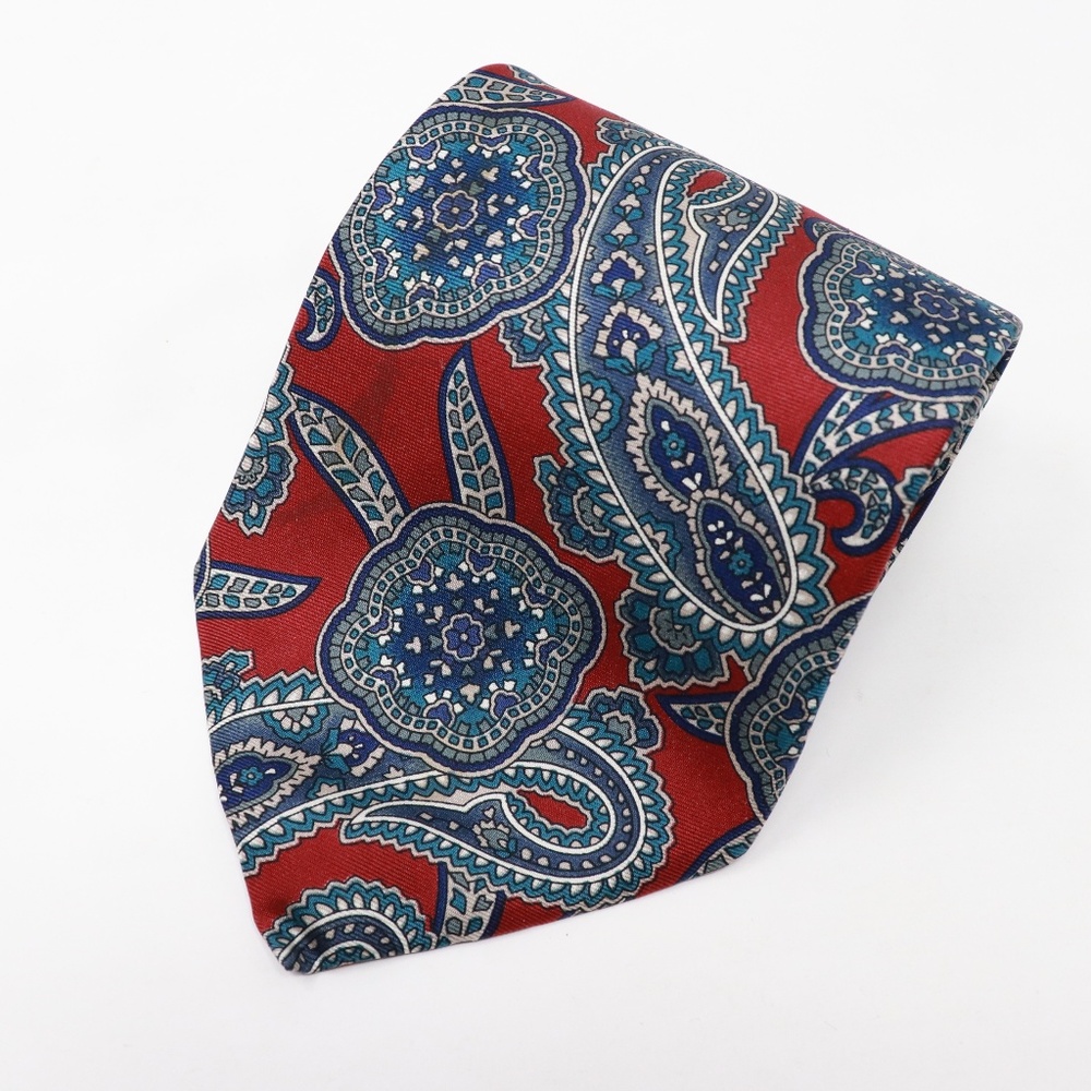 [3 for $15] Christian Dior Paisley Red Blue Patterned Tie Vintage Vtg
